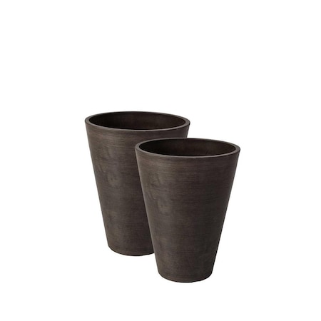 Algreen Valencia 10 in. dia. by 13 in. 2 Round Taper Planter, Spun Chocolate, 2PK 16126